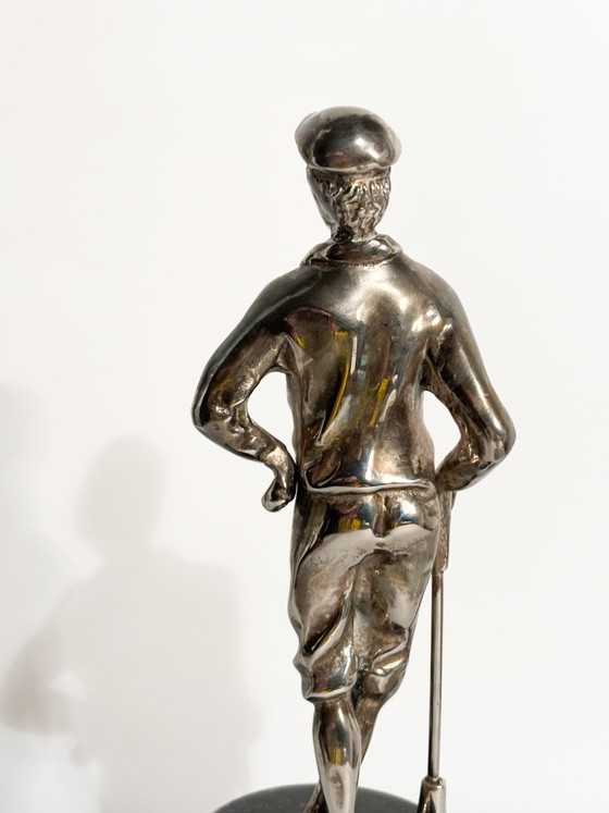 1970s Silver-plated Metal Golfer Sculpture (photo 5 of 8)