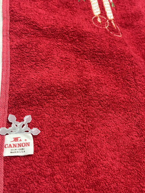 Image 1 of 2x asciugamani per ospiti Vintage Cannon Natale (prodotti negli USA)