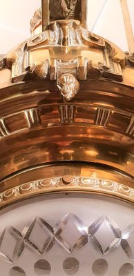 Image 1 of Vintage art deco copper wheel chandelier two tone copper 1900