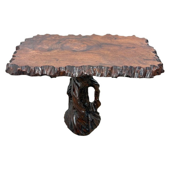 Image 1 of Hand-carved organic side table made of camphor wood – sculptural brutalist design