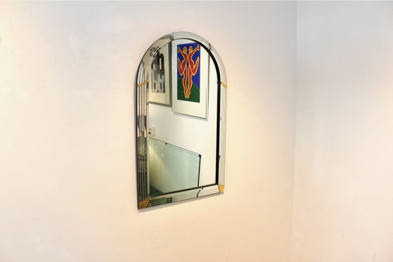 Specchio ad arco stratificato con dettagli in ottone di Deknudt Belgium (foto 9 di 10)