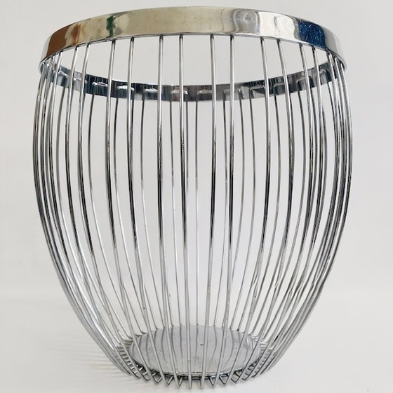 Image 1 of Cestino portafrutta in filo metallico cromato vintage anni '80