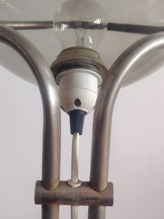 Image 1 of Modernist bauhaus glass ball floor lamp. Designer: Házi Tibor
