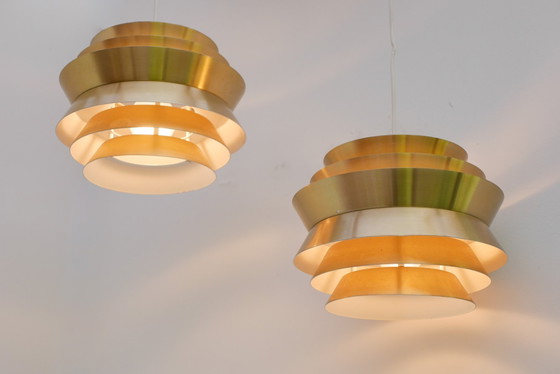 Lampade a sospensione Trava in metallo color ottone di Carl Thore, Svezia, prodotte da Granhaga – Applique (photo 5 of 13)