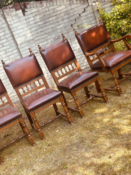 Sedie da castello Sedie da pranzo 6 Rovere vintage Pelle – Legno (photo 19 of 22)