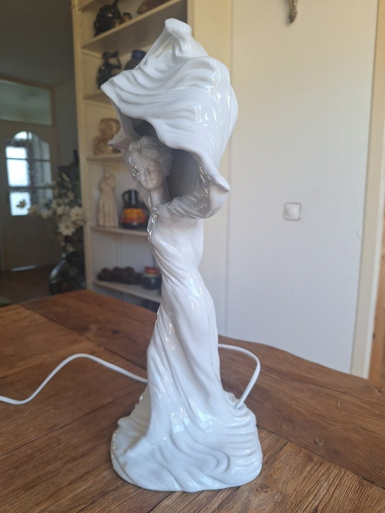 Lampe unique en céramique Italie, Blanc, Art Nouveau (photo 5 sur 10)