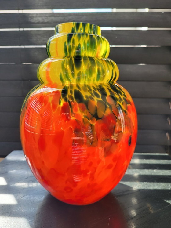 Image 1 of Jarrón Art Déco con salpicaduras de vidrio opalino, Verreries de Scailmont, Henri Heemskerk, Bélgica