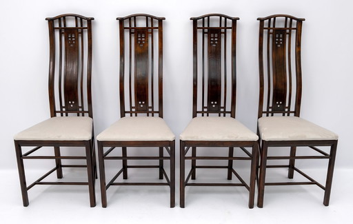 Vier Giorgetti Italienische Esszimmer-Sessel "Gallery", 1980er Jahre