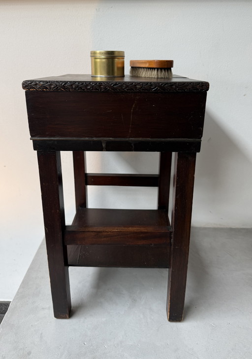 Antique shoe polishing table | vintage shoe shine stand