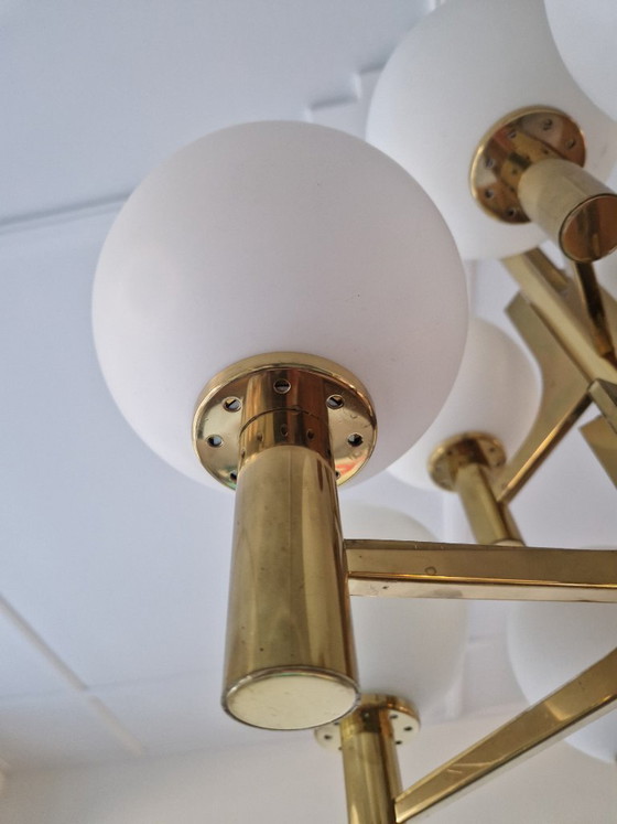 Lampada a sospensione vintage - Anni '50 a '60 - Italia – Lampade a sospensione, Vetro, Ottone (photo 9 of 15)
