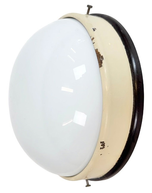 Industrial Bakelite Wall or Ceiling Light with Milk Glass, 1950s