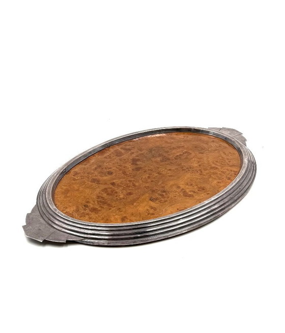 Image 1 of Vassoio Art Déco in radica di legno, Francia anni '30