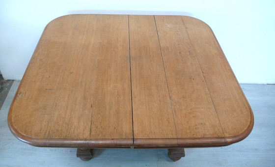 Image 1 of Table à manger extensible antique en chêne naturel vers 1840 dans le style maison de campagne