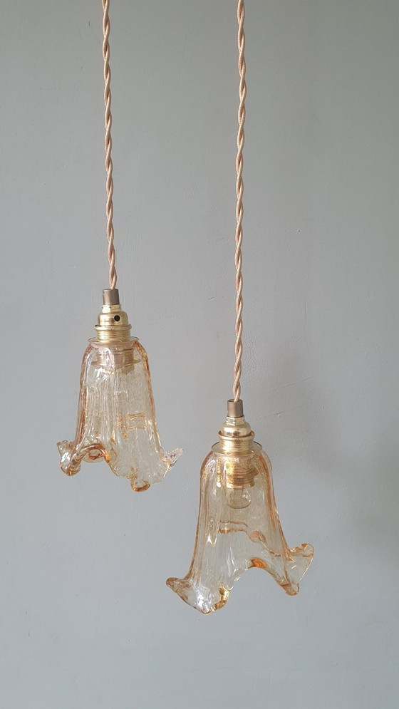 Image 1 of Ensemble de 2 suspensions vintage de Murano - Italie - Milieu du XXe siècle