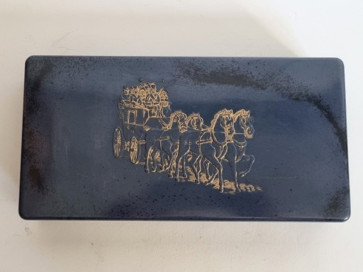 Raro vasetto da crema Mouson in bachelite – Effetto marmorizzato blu-nero effetto pelle di serpente