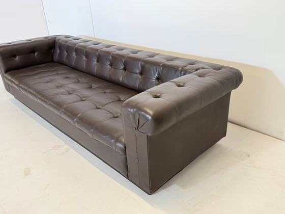 Image 1 of Edward Wormley Dunbar Leather Sofa Party 5407 Couch Armchair