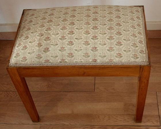Image 1 of Vintage stool-bench in solid walnut wood, 1950s-60s