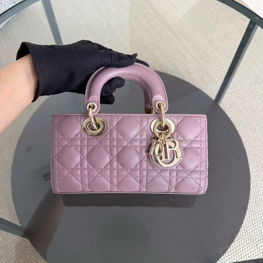 DIOR D-JOY SMALL LADY - CANNAGE LAMMLEDER ROSA GOLDENE BESCHLÄGE