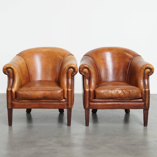 2 x Fauteuil club en peau de mouton