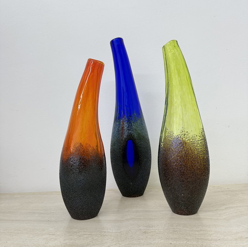 Ensemble de 3 vases Moonlanding de Monica Backstrom pour Kosta boda Suède