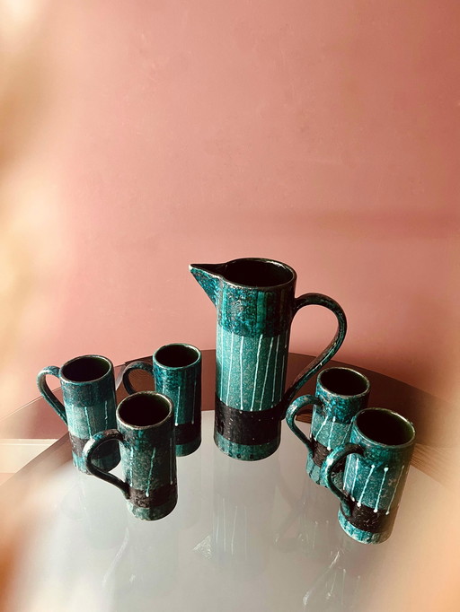 UNIQUE MID-CENTURY CERAMIC COFFEE SET