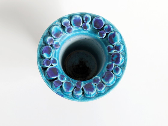 Image 1 of 1960's Ceramano Ceralux Vase von Hans Welling, Mitte des Jahrhunderts Türkis Fett Lava Keramik, Westdeutsche Töpferei