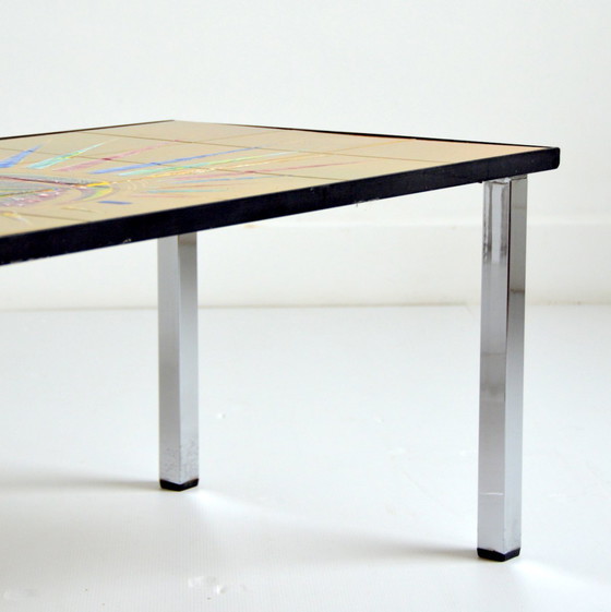 Image 1 of Table Basse / Bout de Canapé / Céramique Peinte à la Main Vintage 1960