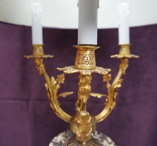 Table lamp in the style of Louis XV – tafellampen, Bronze, Marble