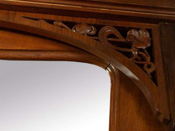 Specchio Art Nouveau, appendiabiti del 1900 circa – Legno (photo 4 of 5)