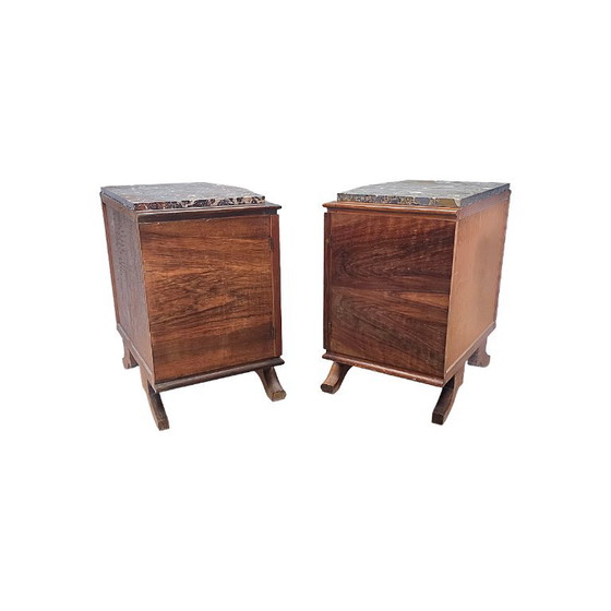 Stel Franse Art Deco Nachtkastjes Met Marmer Blad, Jaren 30 – Wood (photo 8 of 12)