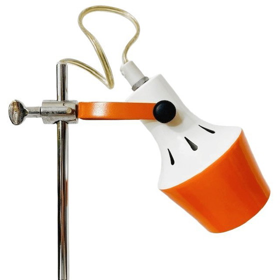 Image 1 of Vintage bureaulamp oranje wit metaal retro stijl