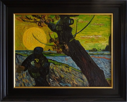 A hand-painted Master Copy of Vincent van Gogh's famous work “The Sower”. – schilderijen tekeningen, Canvas (photo 2 of 5)