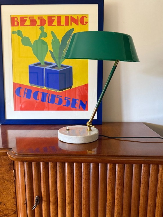 Image 1 of Mid-century green table lamp, Stilux Milano Italy, 1960s