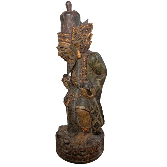 Große polychrome balinesische Holzskulptur – Mythologischer Rishi (Weiser) – ca. 1950 – Bildhauerei (photo 9 of 10)