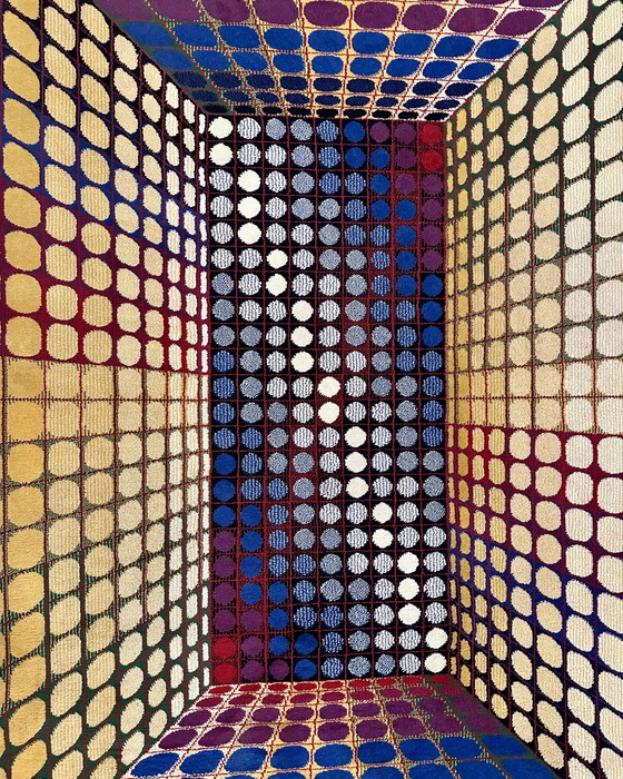 Image 1 of Geometrischer 3D-Op-Art-Teppich im Stil von Victor Vasarely Herkunft: Deutschland, 1970er Jahre