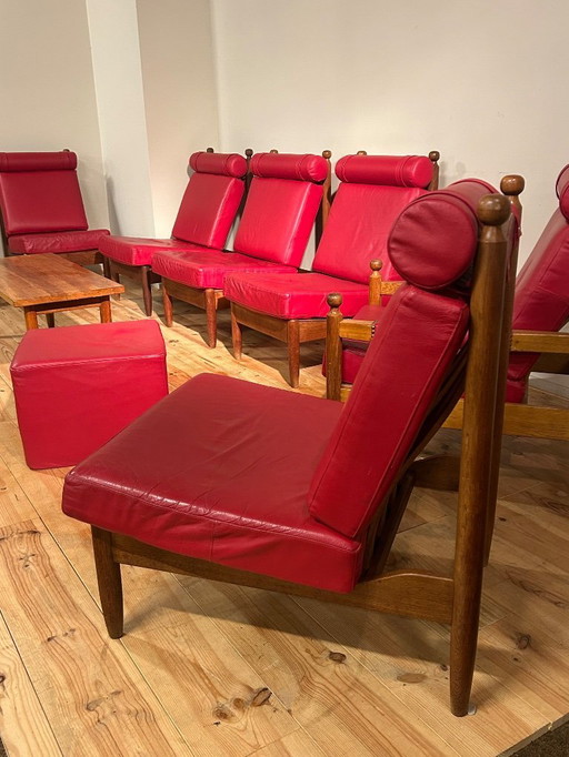 Set da salotto modulare in pelle della metà degli anni Sessanta (9 pezzi)