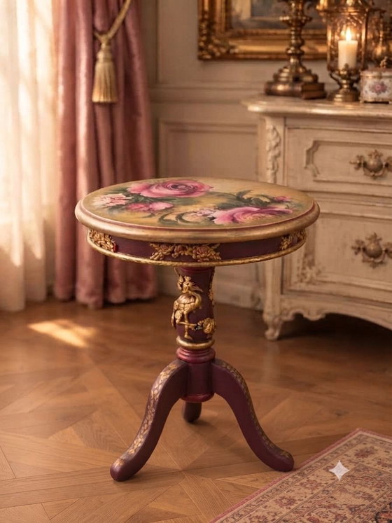 Antique Coffee Table, Wood, Purple (photo 3 of 5)