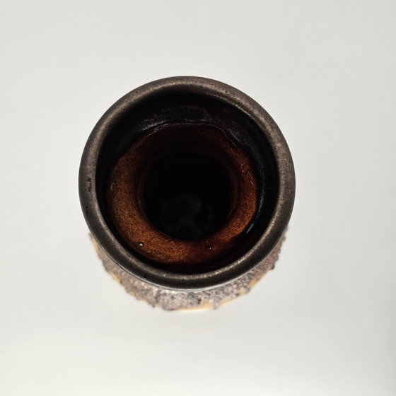 Image 1 of Vase Vintage West Germany Fohr Ceramic 70s 321-20 metallic glaze handle vase