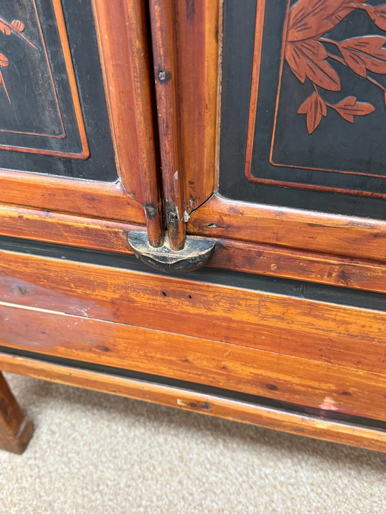 Image 1 of Chinese Cabinet with Floral Motifs – Signed Interior