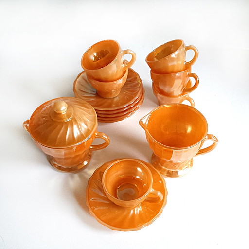 Service à café Fire King d'Anchor Hocking, années 1940, ensemble de 8 pièces