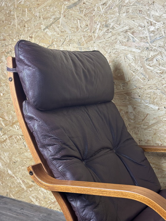 Image 1 of 2x 60s 70s Easy Chair poltrona in pelle Westnofa Norvegia Mid Century
