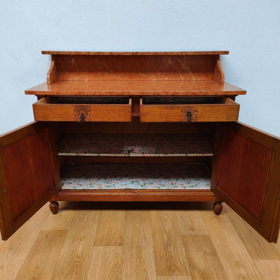 Image 1 of Cassettiera antica vintage, mobile da bagno con piano in marmo