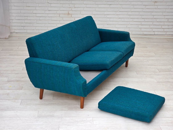 Image 1 of 1970s, Danish 3-seater sofa, furniture wool, teak wood.