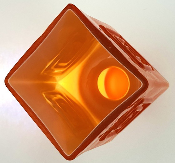 Image 1 of Retro Fans - Vaas - Jaren 60 - Fel Oranje -Fåglavik Glasbruk -Zweden
