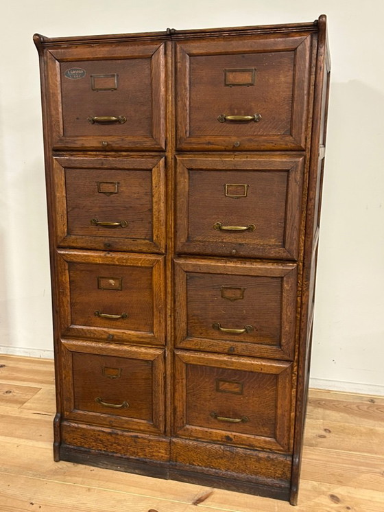 Image 1 of Industriële vintage dubbele archiefkast circa 1925