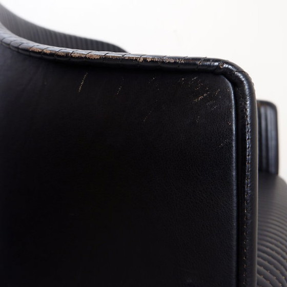 Image 1 of Pair of black leather Artona armchairs by Afra and Tobia Scarpa for Maxalto Artona Mod. 8551 - Italy 1985