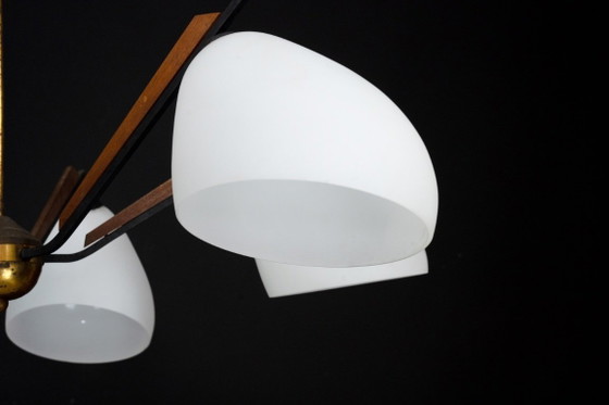 Image 1 of Italian Mid-Century six arms chandelier in the manner of Stilnovo. Italy 1950s.