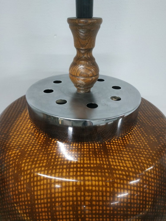 Image 1 of Space age 'honeycomb' 60s-70s design pendant lamp gold brown (height adjustable).