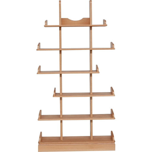 Scaffalatura olandese brutalista in legno di quercia vintage, anni '70