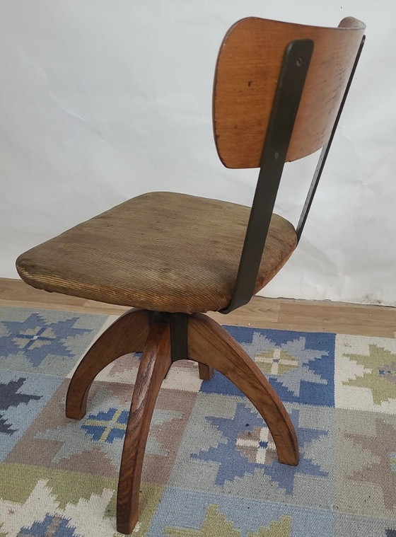 Image 1 of Verstelbare Scandinavische eikenhouten bureaustoel – Denemarken, 1940